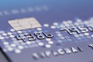 Close-up of the chip on a credit card