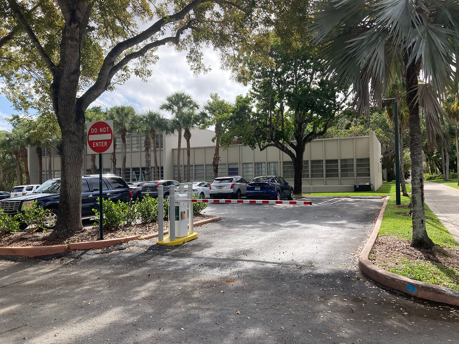 A parking lot on the U Miami campus